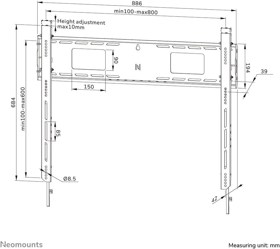 Neomounts LEVEL-750 Heavy Duty TV Wall Mount XL 125 kg VESA 800 x 600