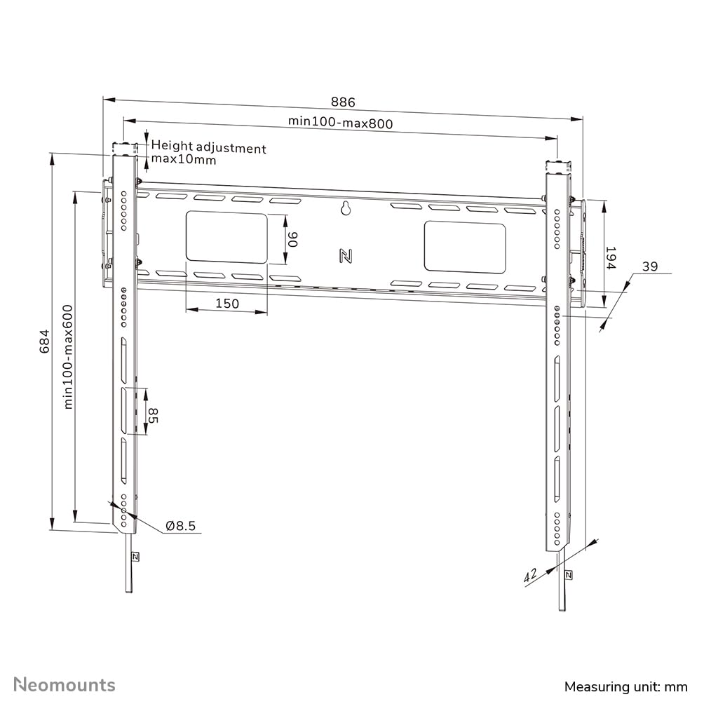 Neomounts Soporte de Pared para TV LEVEL-750 (XL, 125 kg, VESA 800 x 600)
