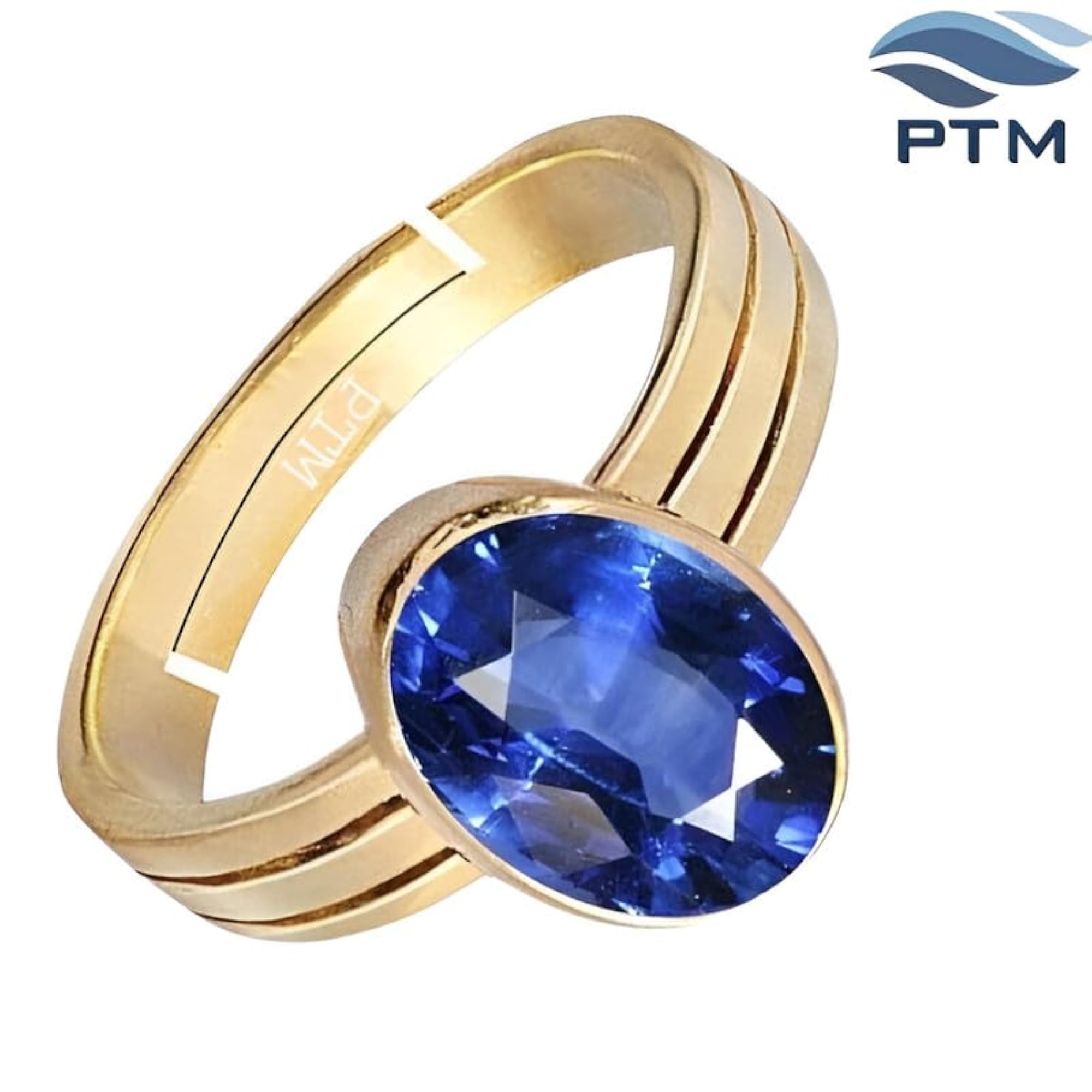 Women's Blue Sapphire Gold Plated Adjustable Ring, Astrological Gemstone