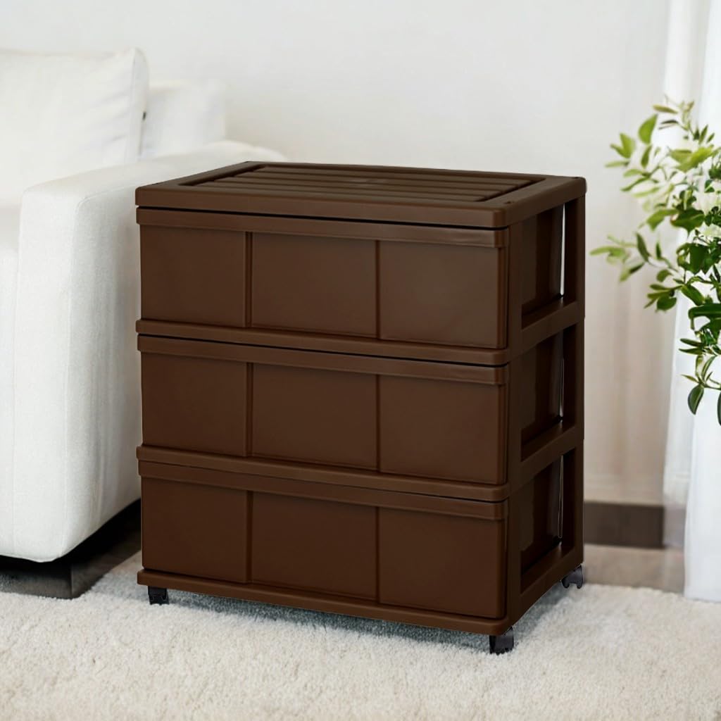 ブラウン 木製 衣装ケース 大きめ Amazon｜衣装ケース 3段 キャスター付き プラスチック ワイド チェスト