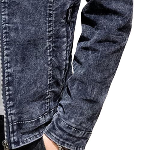 DGHM-JLMY Mens Casual Classic Denim Jacket Vintage Stand Collar Zipper Jacket Slim Fit Fashion Jean Coat With Zipper Pockets4