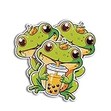 Charming Frog with Bubble Tea Froggy Boba Bliss Decal Sticker for Tumbler, Mug, Laptop, Phones, Helmets, Hardhats, Car