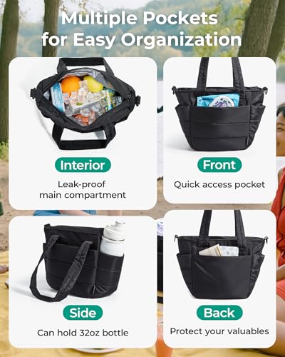 BAGSMART Lightweight Quilted Insulated Tote