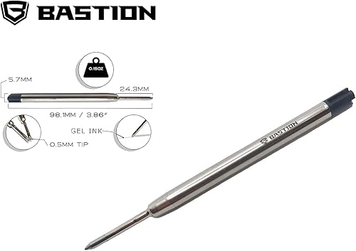 Miniatura 8 de BASTION Bolígrafo de fibra de carbono y acero inoxidable más 1 gel de recarga de tinta negra, punta fina de metal de lujo (0.020 in) para mujeres y