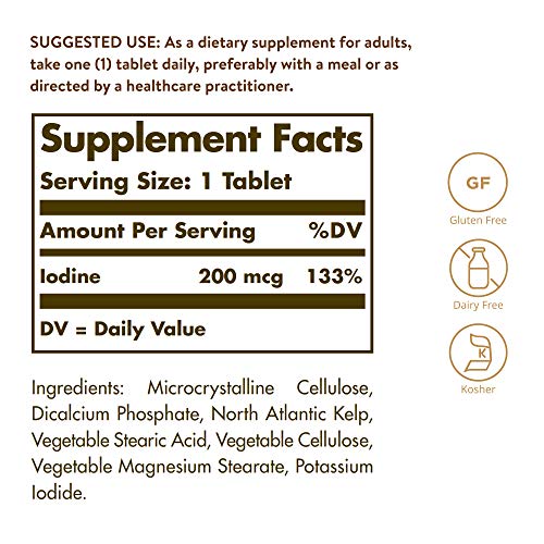 Solgar North Atlantic Kelp, 250 Tablets - Natural Source Of Iodine - Supports Healthy Thyroid Function - Gluten Free, Dairy Free, Kosher - 250 Servings #TOP1
