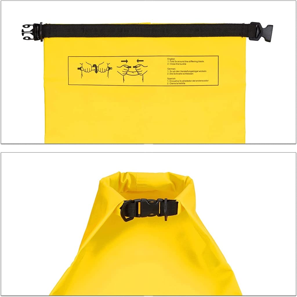 Ocean Dry Bag Borsa impermeabile/Sacco Ideale per motoscafi, barche a vela, moto d'acqua, rafting, kayak, canoe, paddle board, campeggio, pesca 5L Giallo