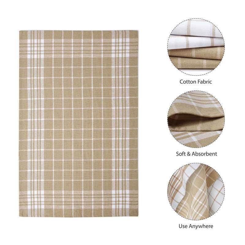 Image of Encasa XO Kitchen Towels and Dish Cloths Sets | Beige Non-Terry Highly Absorbent Cotton Terry Towels | 70x45 cm | Multipurpose for Washing Dishes and Cleaning Pack of 4