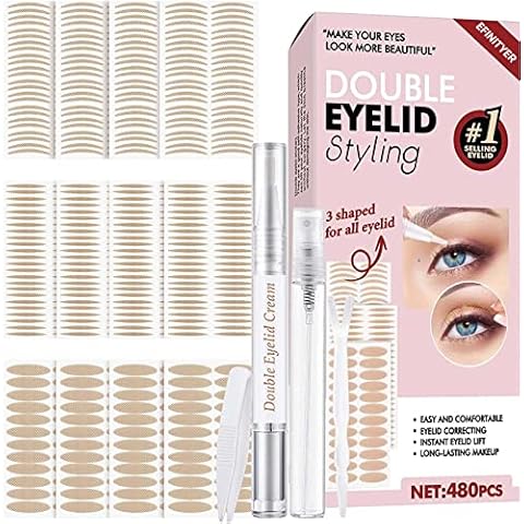 EFINITYER Eyelid Tape, Invisible Eyelid Lifter Strips with Lifting Cream, Fork Rods & Tweezers, for Naturally Instant Eyelid Lift, Pink Cover
