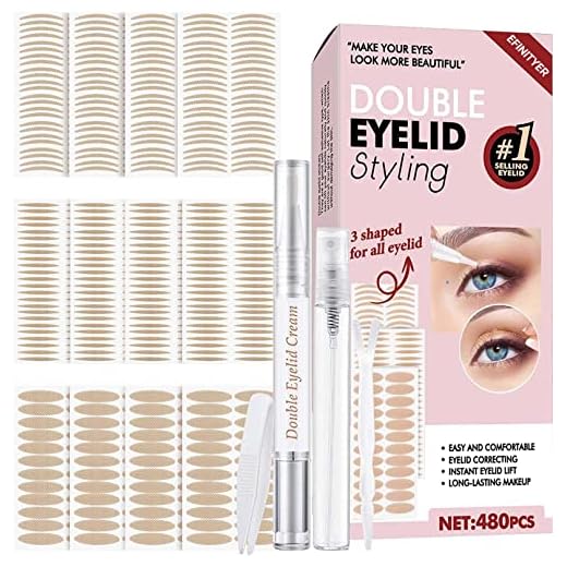 EFINITYER Eyelid Tape, Invisible Eyelid Lifter Strips with Lifting Cream, Fork Rods & Tweezers, for Naturally Instant Eyelid Lift, Pink