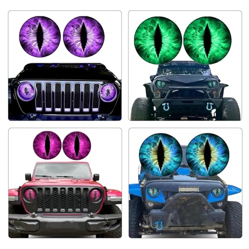 Image of YAMSLAM 7.99In Beast Eyes Headlight Decals, 3D Stereo Eyes Stickers Decal, Cropable Round Headlight Decal, Car Window Bumper Decoration Accessories Stickers for Wrangler (6 Pairs)