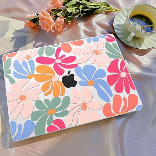 Image of B BELK for MacBook Air 15 inch Case M5 /M4 /M3 /M2 /M1 2026 2025 2024 2023 | Floral Protective Plastic Hard Shell Case with Keyboard Cover & Screen Protector, Model A3448 A3241 A3114 A2941, Retro Bloom