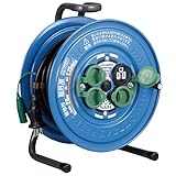 ハタヤ (HATAYA) コードリール 屋外用 (防雨型) 100V型 コード20m 太さ1.25㎟ 標準型 接地付 コンセント4個 コンセント防雨キャップ プラグカッパー1個付属 家庭用 工場用 建設現場 サンデーレインボーリール SS-20K