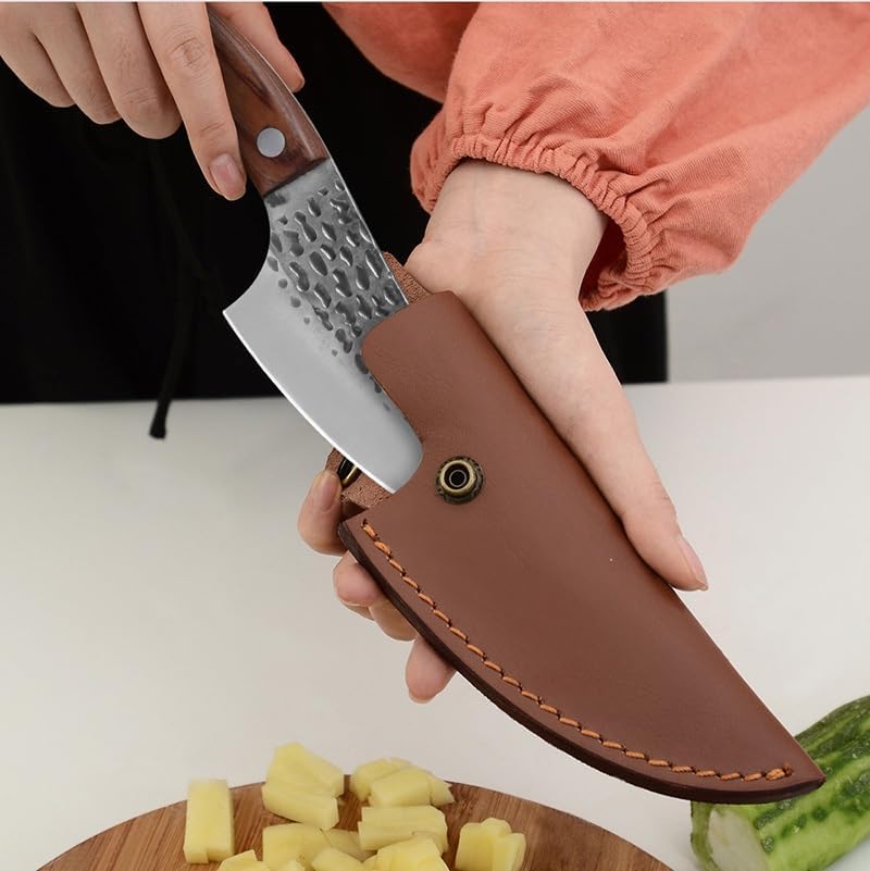 Meat Cleaver,Cleaver Knife 5.5inch Serbian Chef Knife Handmade Forged Outdoor Hunting Knife Stainless Steel Kitchen Knife Meat Cleaver Boning Butcher Knife
