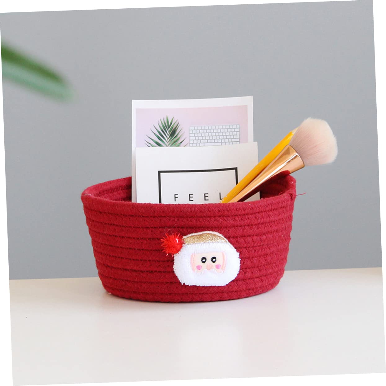 Cabilock 3piezas Caja De Almacenamiento Tejida De Estilo Papá Noel para Decoración Navideña Cesta Vacía De Algodón para Organizar Dulces Juguetes y Adornos Casa