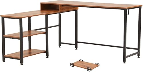 Escritorio para juegos en forma de L con gancho para auriculares, escritorio de computadora de 50 pulgadas con estante de almacenamiento, escritorio