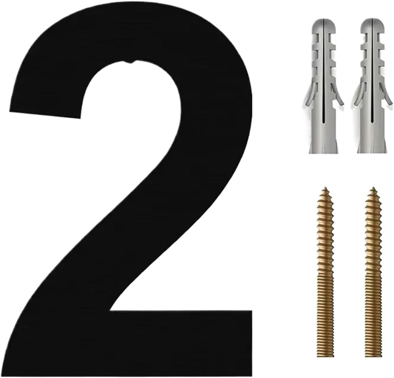 15/20/25/30cm Stainless Steel House Number Silver Address Sign Outdoor Numbers Home Numbers Casa Exterior(Black No.2,20cm)