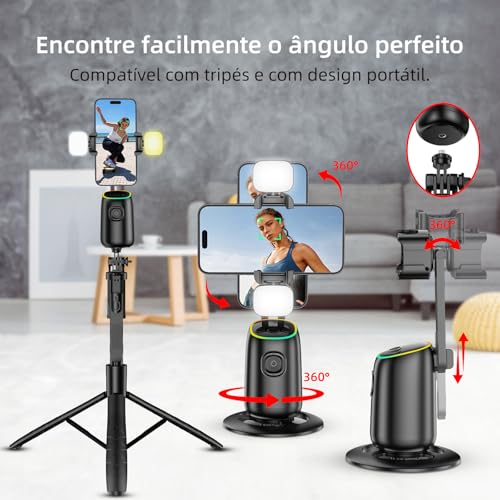 KOSCHEAL Suporte para Celular com Rastreamento Automático de Rosto - Tripé com Rotação de 360°,Contr