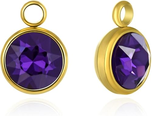 Miniatura 1 de Adabele Colgante de acero inoxidable quirúrgico chapado en oro de grado A de 0.236 in y 0.394 in de piedra natal suelta, resistente al deslustre,