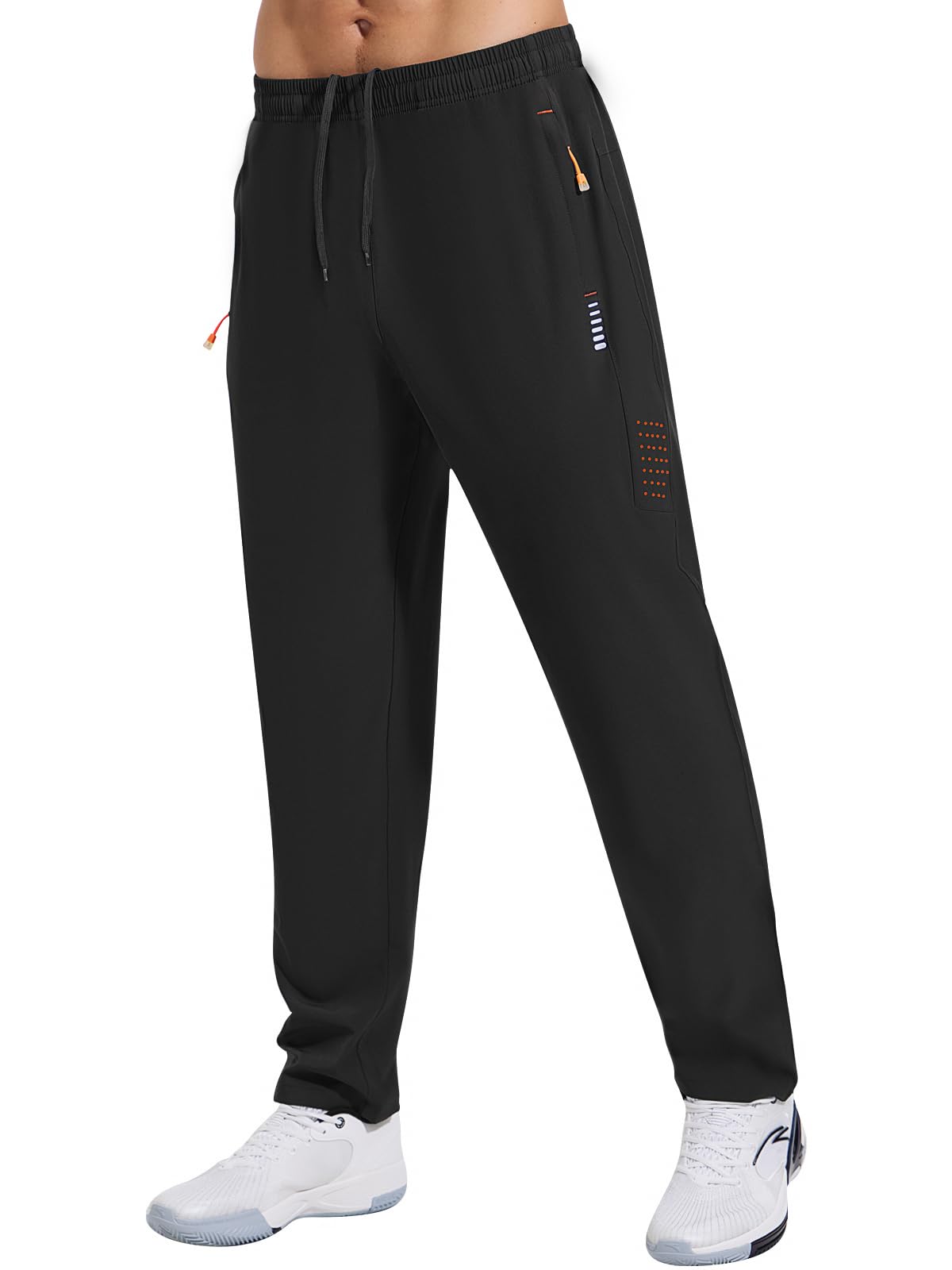ZENGVEE Mens Sweatpants with Zipper Pockets Open Bottom Athletic Pants for Jogging Workout Gym Running Training