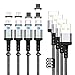 Magnetyczny kabel do ładowania, nylonowy, magnetyczny kabel do szybkiego ładowania QC3,0, szybkie ładowanie i synchronizacja danych dla Micro USB/Type C/USB C/smartfona (4 sztuki, 3,9 stóp + 3,9 stóp + 6,6 ft)