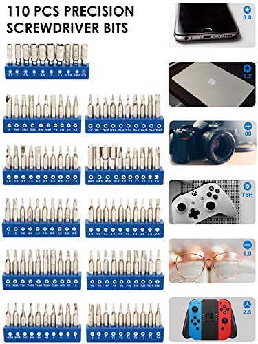 Strebito Precision Screwdriver Sets 124 In 1 Magnetic Repair Kit With 110 Bits Electronics Tool Kit For Computer, Pc, Iphone, Laptop, Cell Phone, Macbook, Ps4, Nintendo, Xbox, Game Controller(Blue) #TOP1