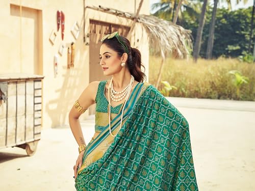 Image of SWORNOF Women's Kanjivaram Soft Silk Banarasi Sarees With Unstiched Blouse Piece