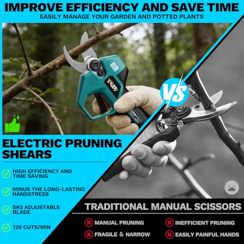 Image of Brushless Electric Pruning Shears for Makita Battery, Portable Cordless Pruning Shears with LCD Display&SK5 Blades, Adjustable Cutting Diameter 0.8-1.2 Inch for Gardening Tree Pruning(NO Battery)