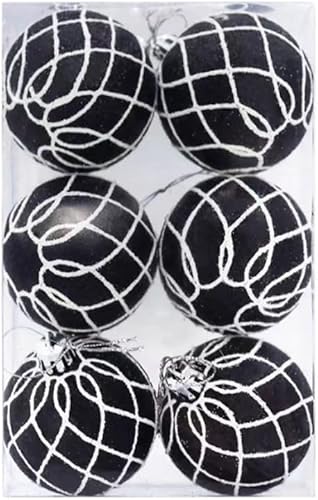 Miniatura 9 de Adornos de bola de Navidad y Halloween en blanco y negro, mini decoraciones colgantes inastillables para árbol y fiesta