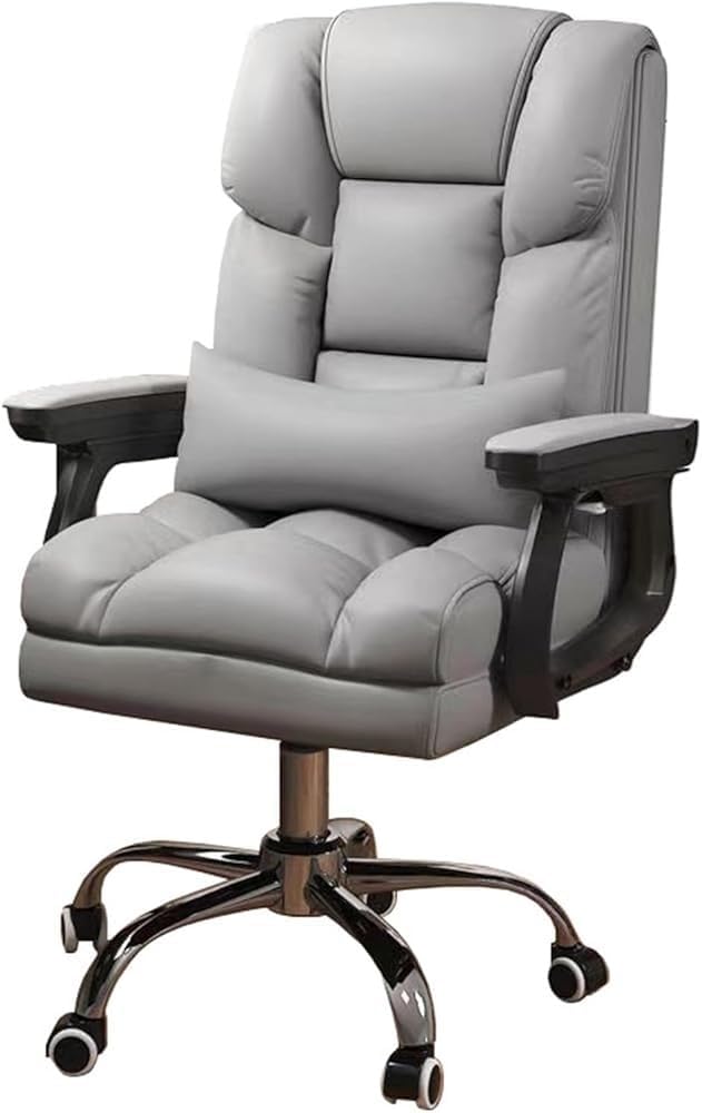 Ergonomic Office Chair 360° Swivel Leather Computer Desk Chair with Adjustable Height Tiltable Back Comfortable for Bedroom Vanity Study Workspace(Gray)