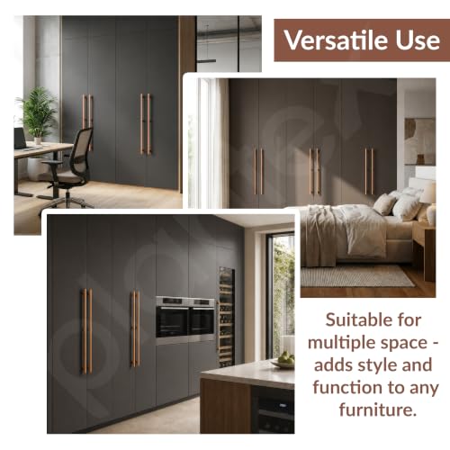 Image of Plantex Aluminium Cabinet Handle /900mm Wardrobe Handle for Home /Cupboard Door Pull-Push Handles for Office - Pack of 2 (DTC-5580, Rose Gold)