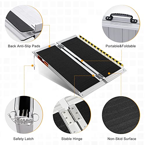 Orford Non-Skid Wheelchair Ramp 3Ft, Threshold Ramp With A Non-Slip Surface, Portable Aluminum Foldable Mobility Scooter Ramp, For Home, Steps, Stairs, Doorways, Curbs #TOP3