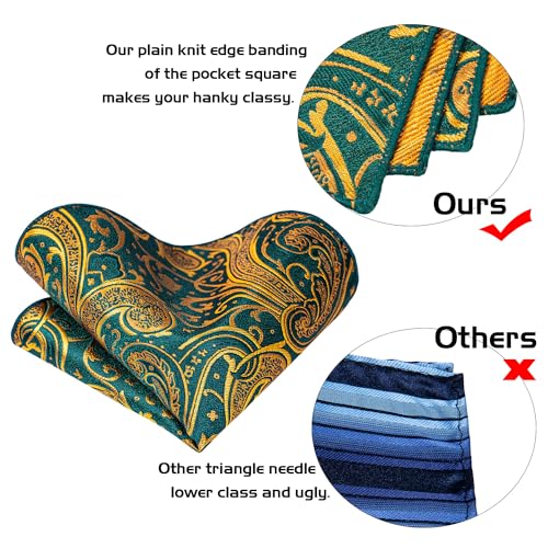 Image of 5PCS Tie and Pocket Square for Men, Silk Necktie and Handkerchief Cufflinks with Gold Ring and Lapel Pin Set
