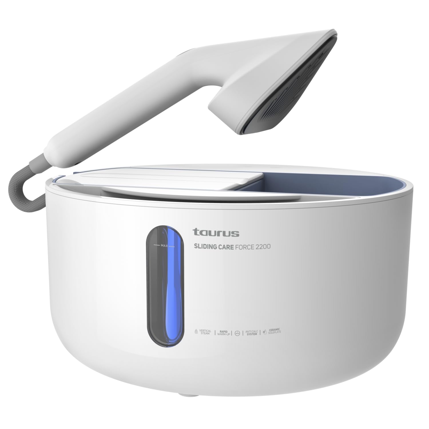 Taurus Sliding Care Force 2200 - Plancha vertical de vapor, 2180W, 3.5bar, 44g/min, Función auto apagado, 5 niveles de vapor, sistema anti goteo, indicador falta de agua