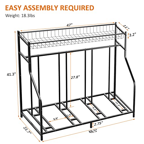 Gadroad 4 Bike Rack Garage With Storage Basket, Bike Rack Floor Stand, Garage Organizer Bike Parking Rack, Metal Floor Bicycle Rack Station For Mountain/Kids Bike, Black #TOP3