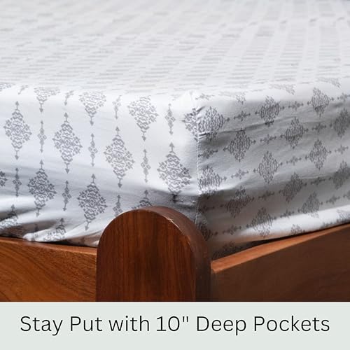 Image of Amazon Brand - Umi Cotton Elastic Fitted Bedsheet, King Size 78x72 Inches, Elastic Fit Bed Sheet, 10 Inch Deep Pocket, Soft Breathable Bedding, Durable Easy Care, with Pillow Cover-Royal Icat