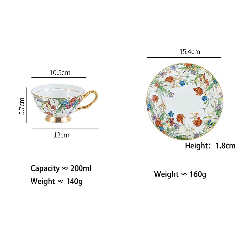 Zestaw filiżanek do kawy i spodków - Zestaw filiżanek do espresso Fine Bone China, Zestaw ceramicznych filiżanek do herbaty z opakowaniem prezentowym