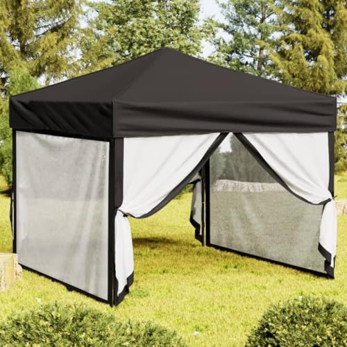 Sophrelle Carpa para Fiestas Plegable con Paredes Laterales Negra 3x3 m Negro,93532