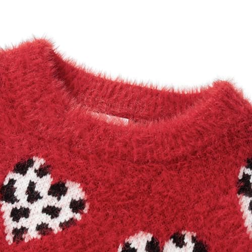 Mom and Daughter Matching Clothes Women Little Girls Valentine's Day Sweater Heart Pullover Sweater Knit Top4