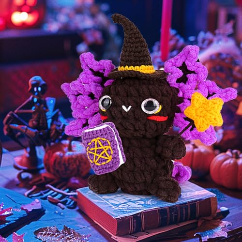 Image of Crochetta Crochet Kit for Beginners, Crochet Starter Kit w Step-by-Step Video Tutorials, Beginner Crochet Kit for Adults Kids Women Men Complete Kit Included (Axolotl Wizard)