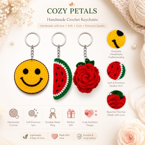 Image of Handmade Crochet Keychain Flower Design