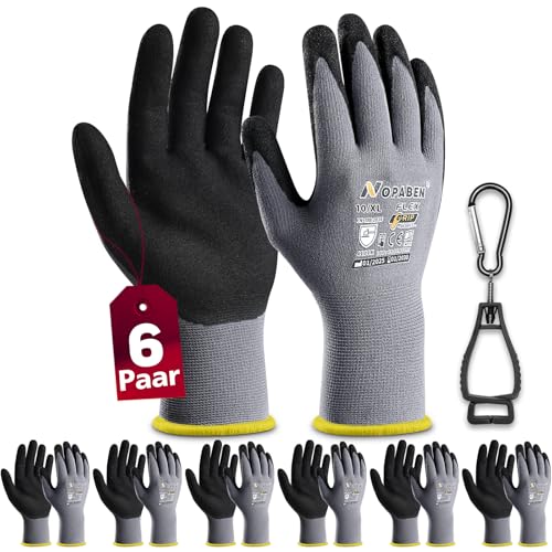 Nopaben 6Paar Arbeitshandschuhe herren – montagehandschuhe mit optimaler Griffigkeit & feinem Tastgefühl, ölresistent und atmungsaktiv, Industrie-Schutzhandschuhe für Mechanik und Werkstatt, GröÃŸ