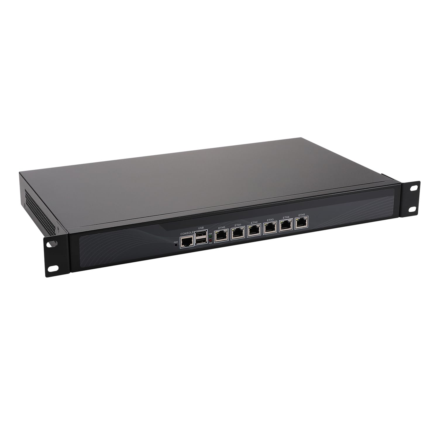 1U Rackmount Firewall, PFSense, OPNsense, VPN, Network Security Appliance, Router PC, Atom D525, RS04, 6 Gigabit LAN, 2 x USB, COM, VGA, Fan,4G RAM/32G SSD