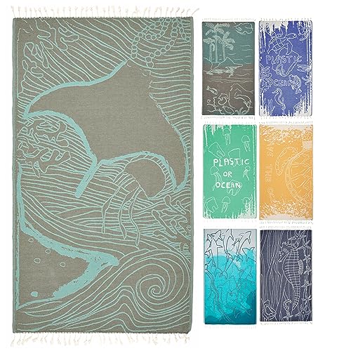 21 Best Manta Ray Gifts: What to Give Manta Lovers 6 Cacala Soft Cotton Turkish Beach Towel Manta Ray Design