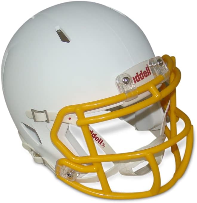 Matte White with Gold Mask Blank Riddell Revolution Speed Mini Football Helmet (Decorative Mini Helmet - NOT Wearable - Does NOT FIT Any Human Head)