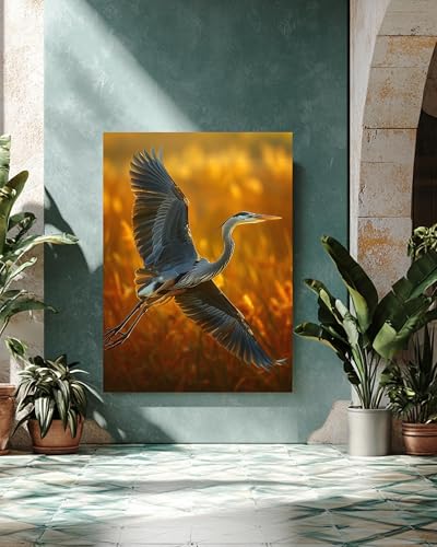 Esthétique de la nature tranquille avec la toile héron bleu