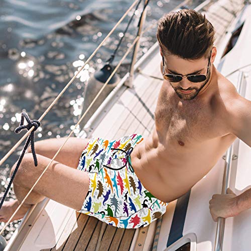 Short de bain pour homme taille S multicolore short plage dinosaure poches - 2