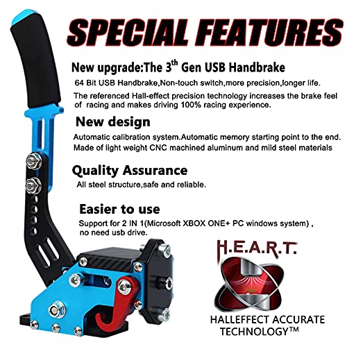 Obokidly Upgrade 2-In-1 Usb Handbrake Support G920 Compatible With Xbox One + Pc For Simracing Game Sim Rig With Clamp (Blue) #TOP4