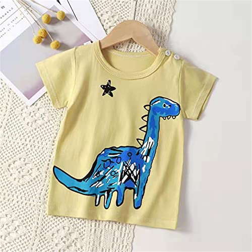 Camiseta regata infantil infantil para meninos e meninas com desenho fofo de animais de manga curta,