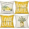 DFXSZ Farmhouse Pillow Covers 18×18 Set of 4Eucalyptus Leaves Decorations Truck Vase Home Sweet Home Linen Cushion Case Gifts for Home Decor