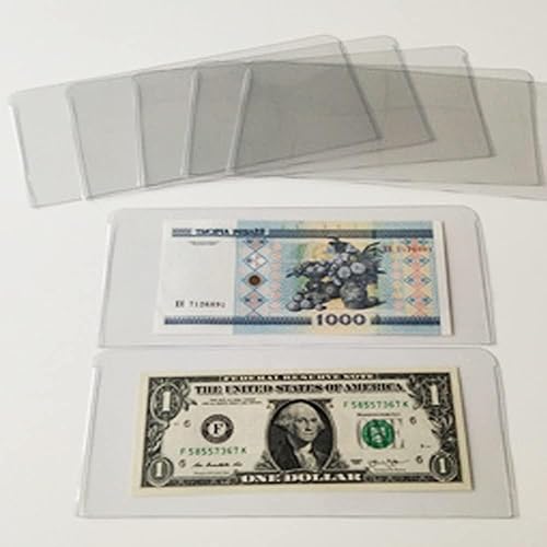 Miniatura 5 de IUAQDP 200 bolsas protectoras de papel transparente para billetes de dólar, bolsa de almacenamiento de billetes de plástico para colección de